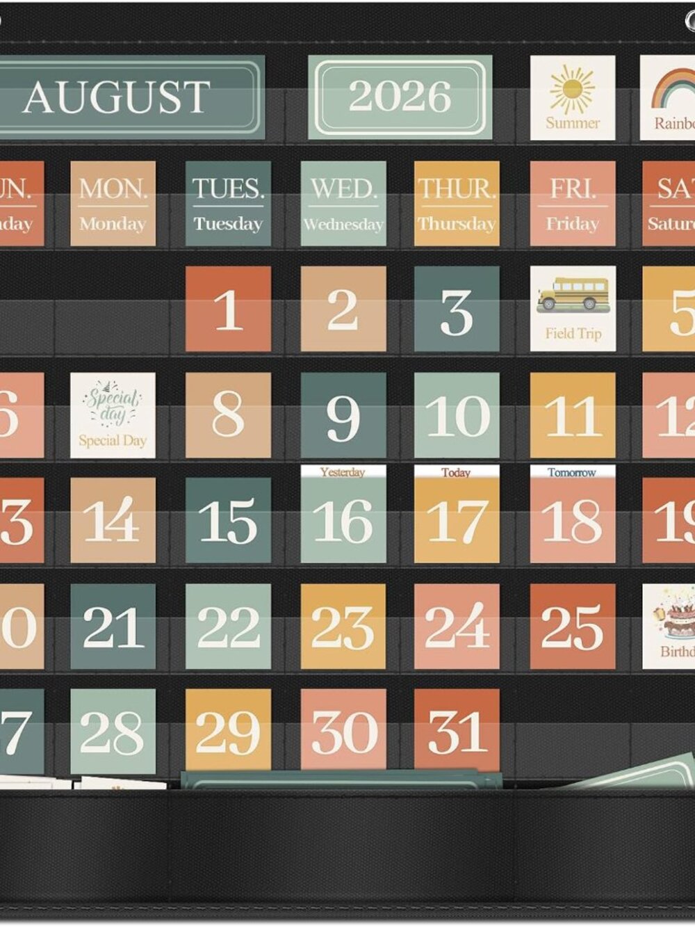 Boho Calendar Pocket Chart for Classroom Cards Add-On School Supplies Teacher De